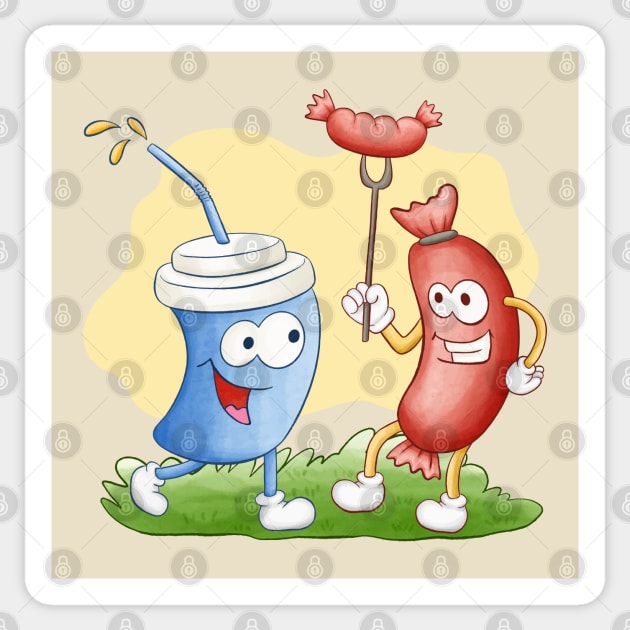 Funny Sausage And Beverage Sticker by Mako Design 